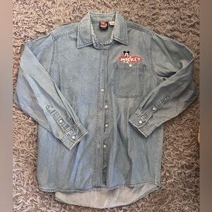 Vintage Disney Mickey denim button Medium
